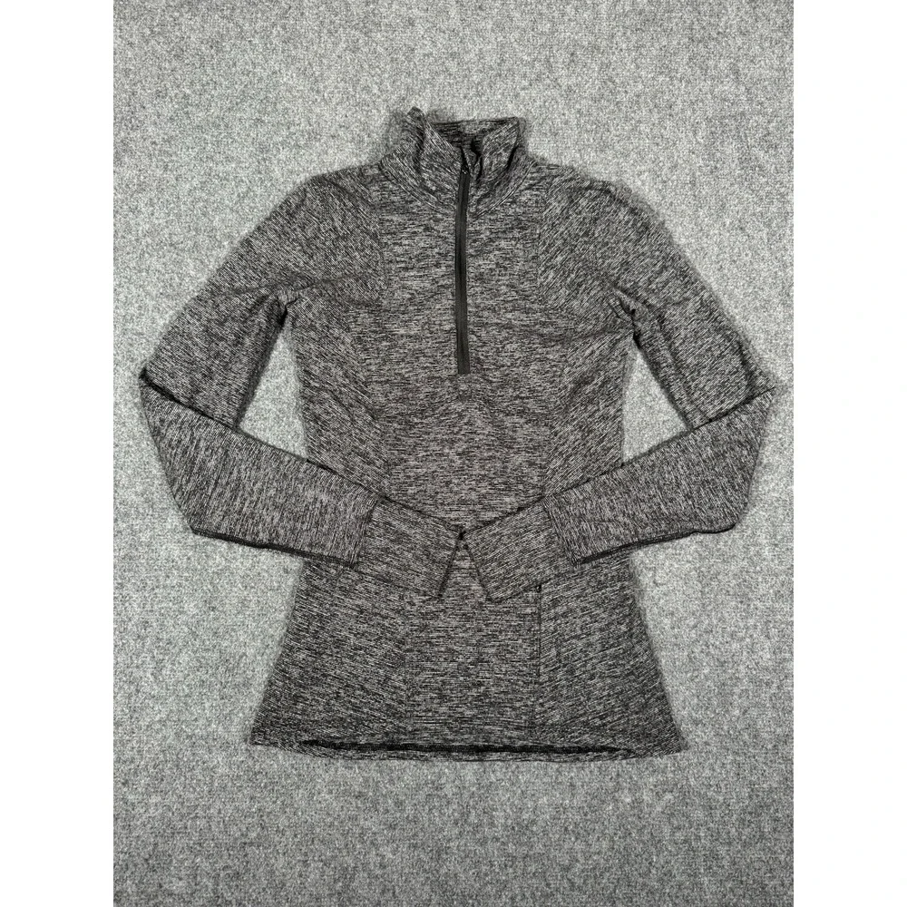 Lululemon Extra Mile 1/2 Zip Womens Size 2 Heathered Gray Yoga Gym‎ Running